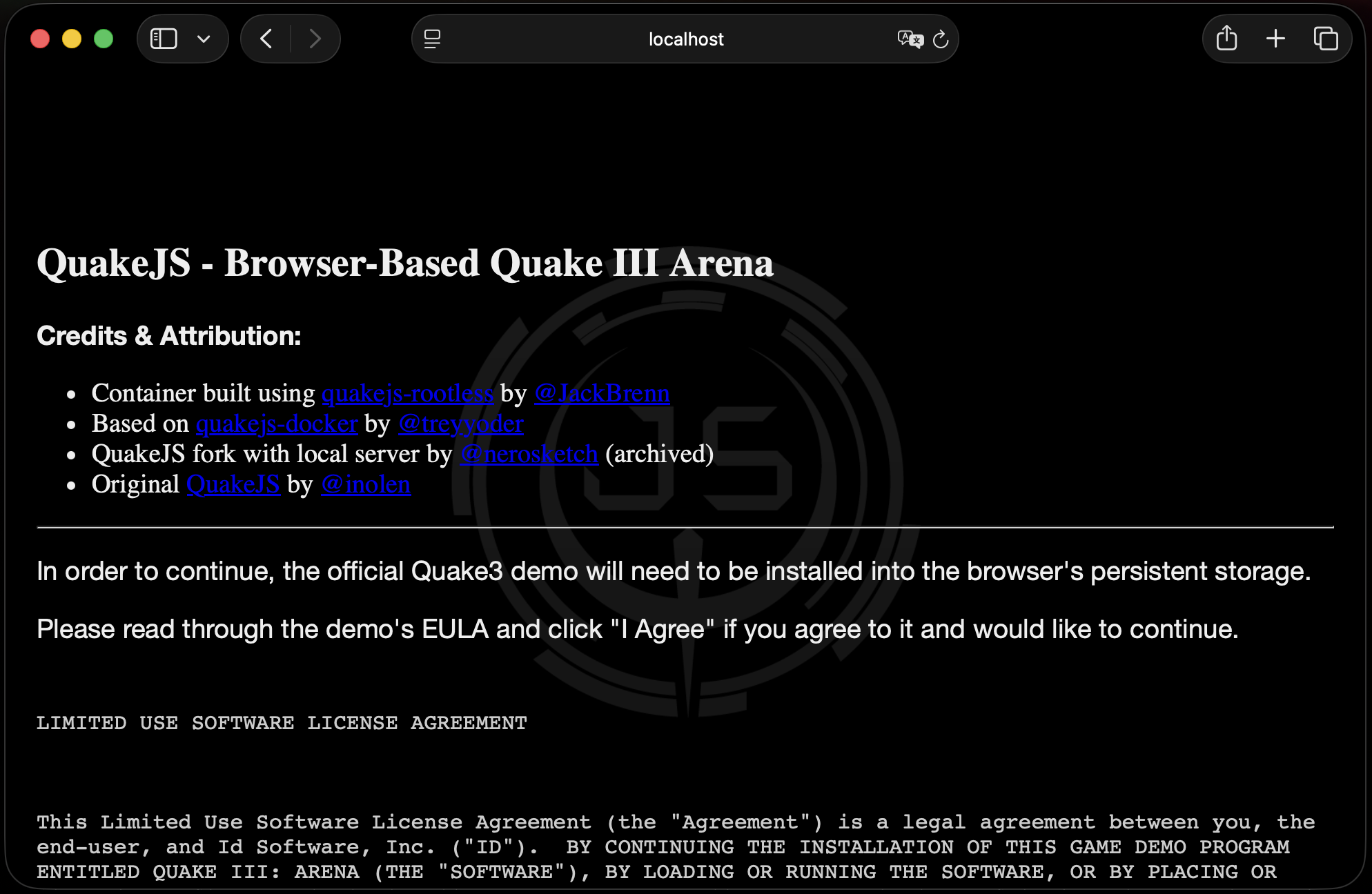 QuakeJS EULA